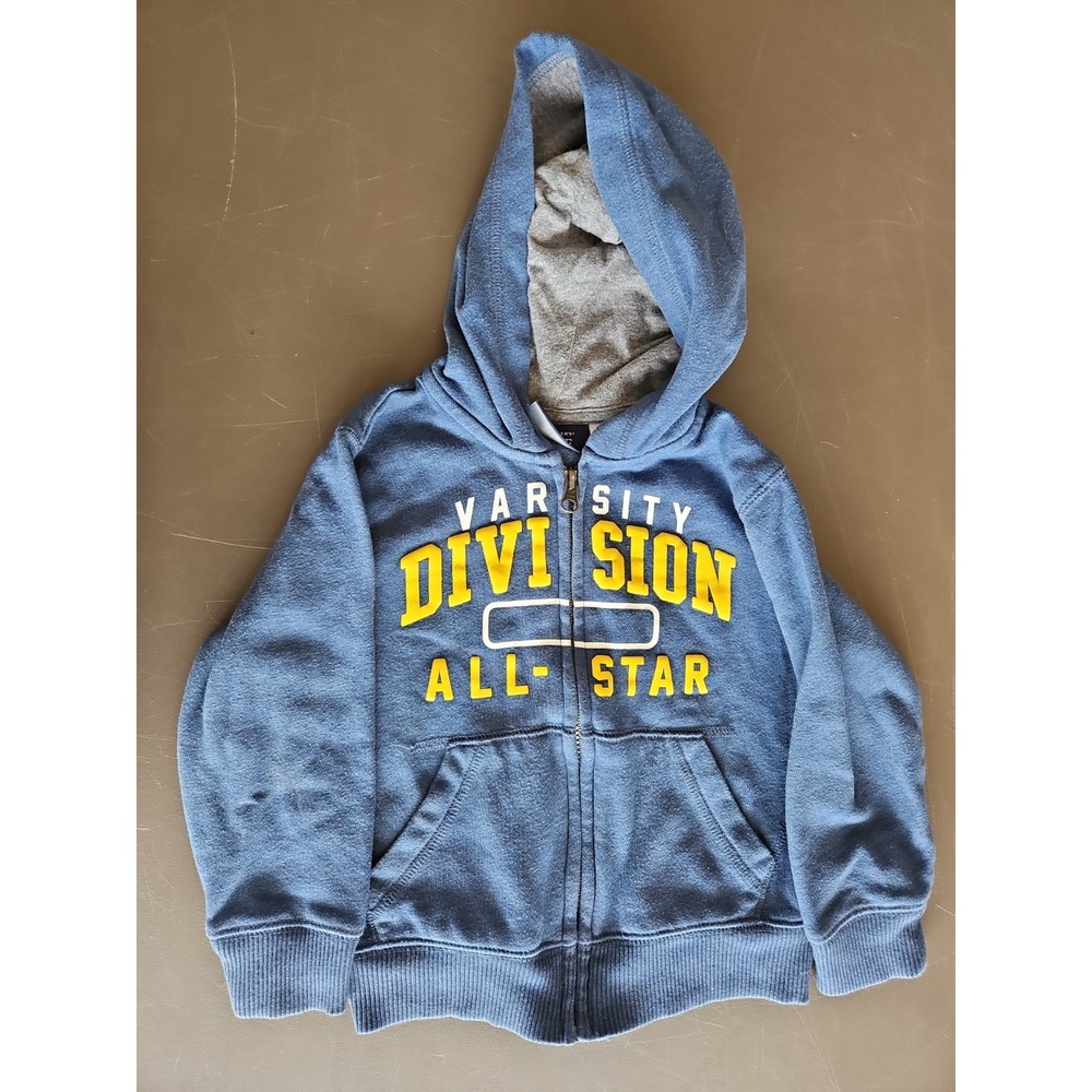 The Children's Place Hoodie Toddler 3T Blue Excellent Varsity Zip Up Sweater